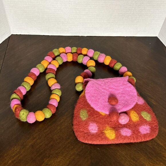 Rising Tide Handbags - RISING TIDE "Needle Felted" Multi Color Shoulder Bag Circles Polka Dot Pattern